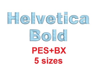 Helvetica Bold embroidery font formats bx (which converts to 17 machine formats), + pes, Sizes 0.25 (1/4), 0.50 (1/2), 1, 1.5 and 2&quot;
