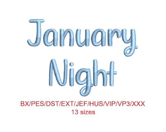 January Night embroidery font with commercial license (MHA)