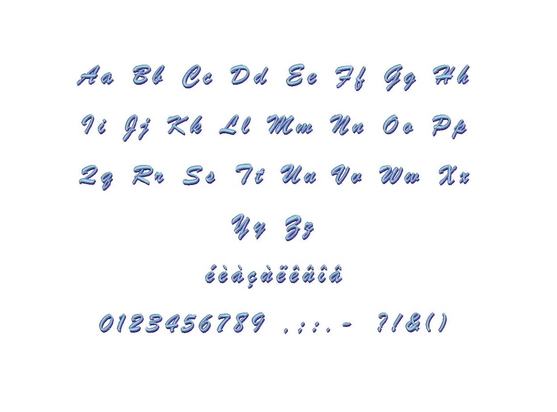 Brush Script Shadow Embroidery Font Formats Bx Pes Sizes Etsy