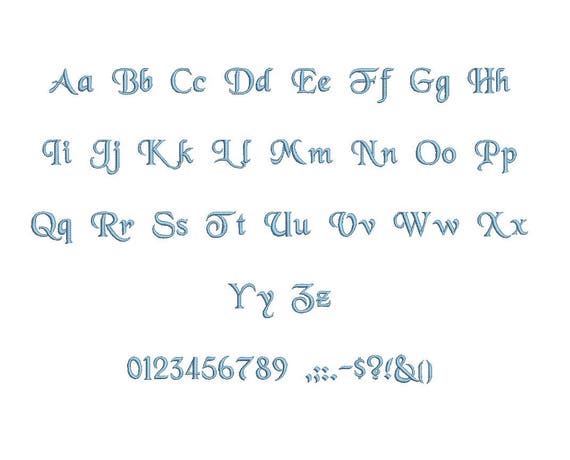 Hana Embroidery Font Dst/exp/jef/hus/vip/vp3/xxx 15 Sizes Small to