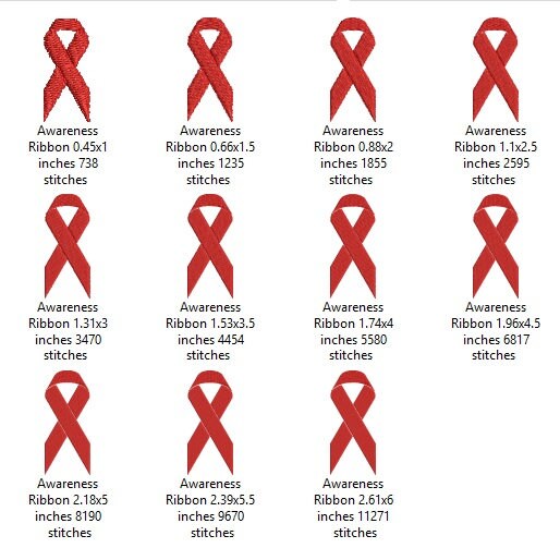 Awareness Ribbon Machine Embroidery Hand Made Design Instant Download ...