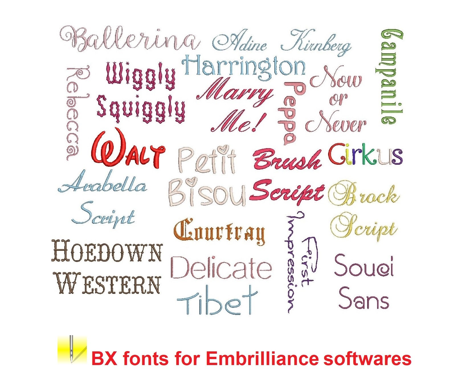 Embroidery Fonts BX Embroidery Designs Machine Embroidery Fonts 4 Sizes