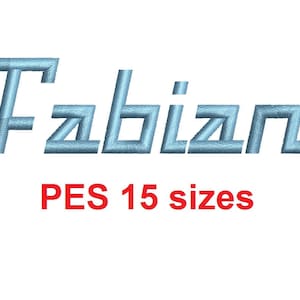 Fabian™ embroidery font PES 15 Sizes 0.25 (1/4), 0.5 (1/2), 1, 1.5, 2, 2.5, 3, 3.5, 4, 4.5, 5, 5.5, 6, 6.5, and 7&quot; (RLA)