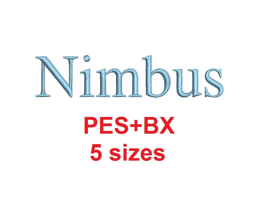 Nimbus Embroidery Font, BX and PES Formats embroidery font sample