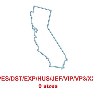 California embroidery applique pes/dst/exp/jef/hus/vip/vp3/xxx 9 Sizes