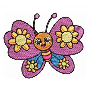 Diseño de bordado de mariposa de dibujos animados caprichosos 4