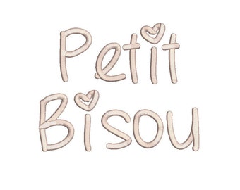 Petit Bisou script embroidery font formats bx, dst, exp, pes, jef and xxx, Sizes 0.25, 0.50, 1, 1.5 and 2 inches, instant download