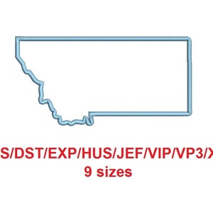 Montana embroidery applique pes/dst/exp/jef/hus/vip/vp3/xxx 9 Sizes