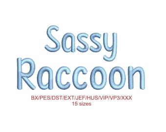 Sassy Raccoon embroidery font with commercial license (MHA)
