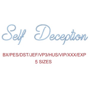 Self Deception thin chain stitch machine embroidery font 5 sizes (MHA)