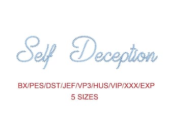 Self Deception thin chain stitch machine embroidery font 5 sizes (MHA)