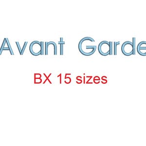 Avant Garde BX font Sizes 0.25 (1/4), 0.50 (1/2), 1, 1.5, 2, 2.5, 3, 3.5, 4, 4.5, 5, 5.5, 6, 6.5, and 7 inches