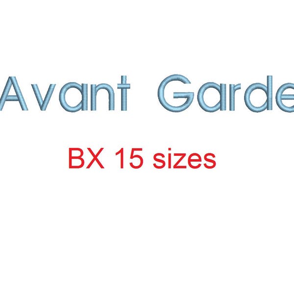 Avant Garde BX font Sizes 0.25 (1/4), 0.50 (1/2), 1, 1.5, 2, 2.5, 3, 3.5, 4, 4.5, 5, 5.5, 6, 6.5, and 7 inches