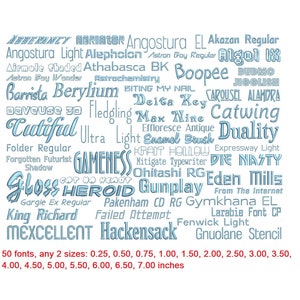 Typodermic© 50 pakket borduurlettertypen 0,25" + nog een gratis formaat (#P501605CU) Eerst proberen - kopen daarna! (RLA)