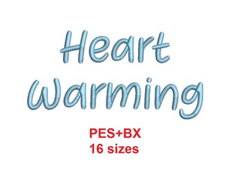 Heart Warming embroidery font formats PES+BX 16 sizes French and English alphabet with commercial license (SNAS)
