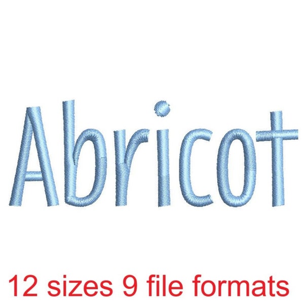 Abricot Embroidery Font - 12 Sizes and 9 File Formats