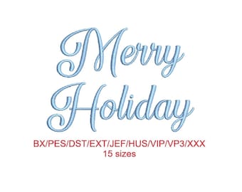 Merry Holiday embroidery font with commercial license (MHA)