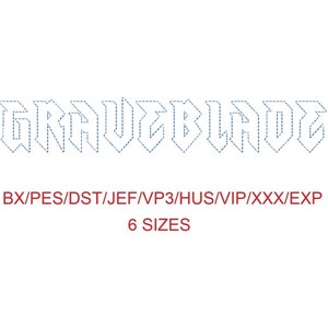 Graveblade bean stitch outline machine embroidery font 6 sizes (RLA)