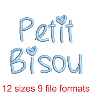 Petit Bisou borduurlettertype - 12 maten en 9 bestandsformaten