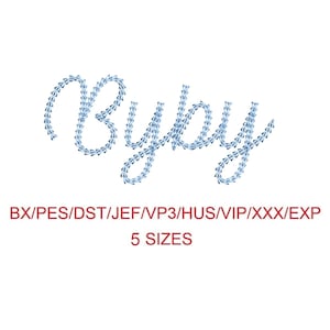Byby thin chain stitch machine embroidery font 5 sizes (SNAS)