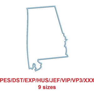 Alabama embroidery applique pes/dst/exp/jef/hus/vip/vp3/xxx 9 Sizes
