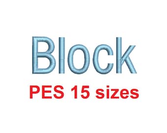 Block embroidery font PES format 15 Sizes 0.25 (1/4), 0.5 (1/2), 1, 1.5, 2, 2.5, 3, 3.5, 4, 4.5, 5, 5.5, 6, 6.5, and 7 inches