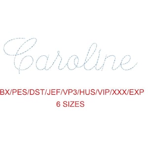 Caroline Bean Stitch machine embroidery font 6 sizes