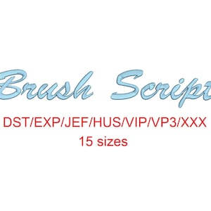 Brush Script Embroidery Schrift: 15 Größen (Digitaler Download)