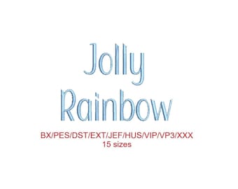 Jolly Rainbow embroidery font 15 sizes 9 file formats (SNAS)