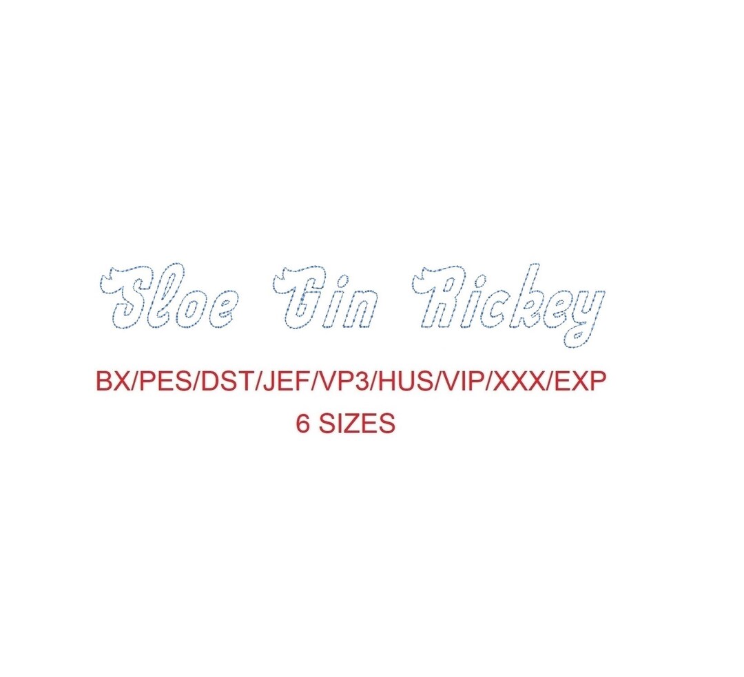 Sloe Gin Rickey™ Bean Stitch Outline Machine Embroidery Font 6 Sizes Etsy