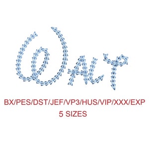 Walt thin chain stitch machine embroidery font 5 sizes