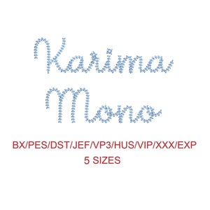 Karima Mono thin chain stitch machine embroidery font 5 sizes (CFA)