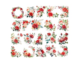 20 Rose Clipart, Rose png, Floral Clipart, Flower Clipart, Rose Watercolor, Red Roses, Flower Clip Art,