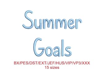 Summer Goals embroidery font with commercial license (MHA)