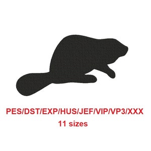 Beaver silhouette machine embroidery hand made design instant download
