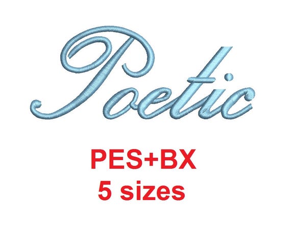 Poetic Script Embroidery Font Formats Bx which Converts to 17 | Etsy