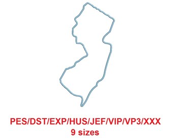 New Jersey embroidery applique pes/dst/exp/jef/hus/vip/vp3/xxx 9 Sizes