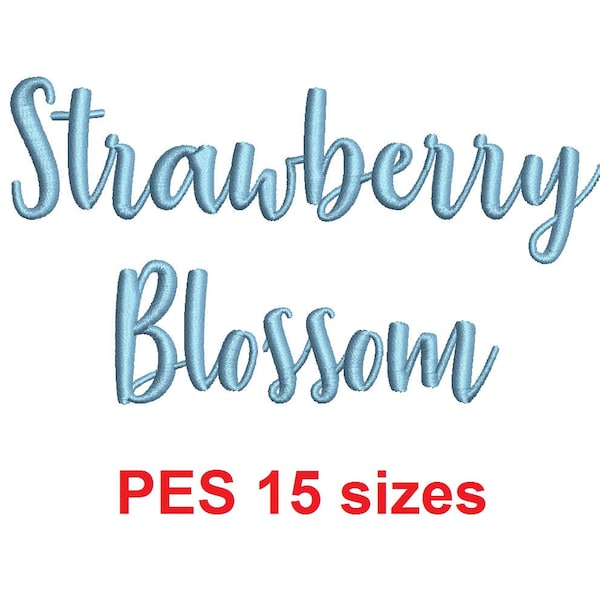 Strawberry Blossom embroidery font PES format 15 Sizes instant download