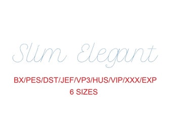 Slim Elegant bean stitch embroidery font 6 sizes