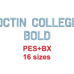 Octin College Bold block embroidery font formats PES+BX 16 sizes French and English alphabet with commercial license (RLA)
