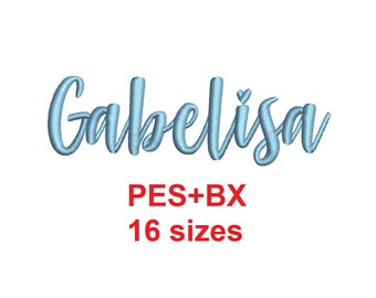 Gabelisa script embroidery font formats PES+BX 16 sizes French and English alphabet with commercial license (SNA)