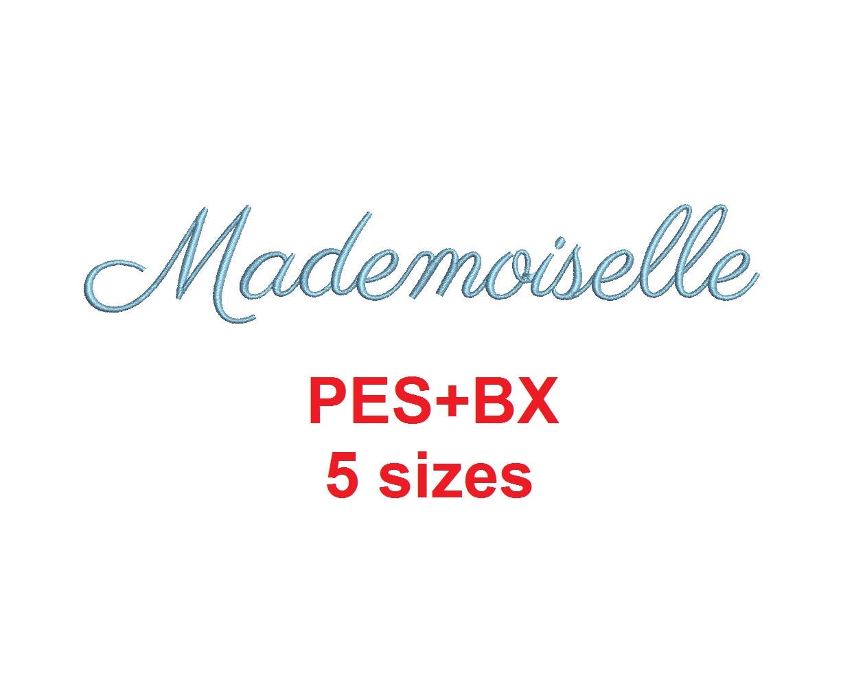 Mademoiselle Script Embroidery Font, BX PES Formats embroidery font sample