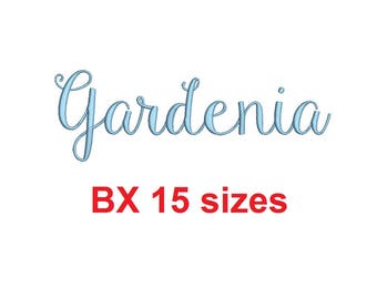 Gardenia embroidery BX font Sizes 0.25 (1/4), 0.50 (1/2), 1, 1.5, 2, 2.5, 3, 3.5, 4, 4.5, 5, 5.5, 6, 6.5, and 7 inches