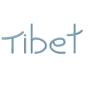 May include: The word "Tibet" written in a light blue cursive font.