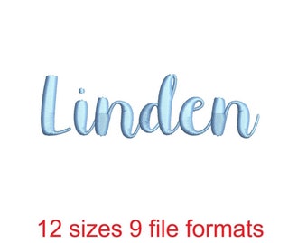 Fuente de bordado Linden: 12 tamaños y 9 formatos de archivo