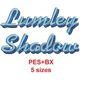 Lumley Shadow 2 colors embroidery font formats PES+BX 5 sizes