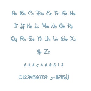 Walt embroidery PESBX font Sizes 0.25 1/4, 0.50 1/2, 0.75 3/4, 1, 1.5, 2, 2.5, 3, 3.5, 4, 4.5, 5, 5.5, 6, 6.5, and 7 inches image 2