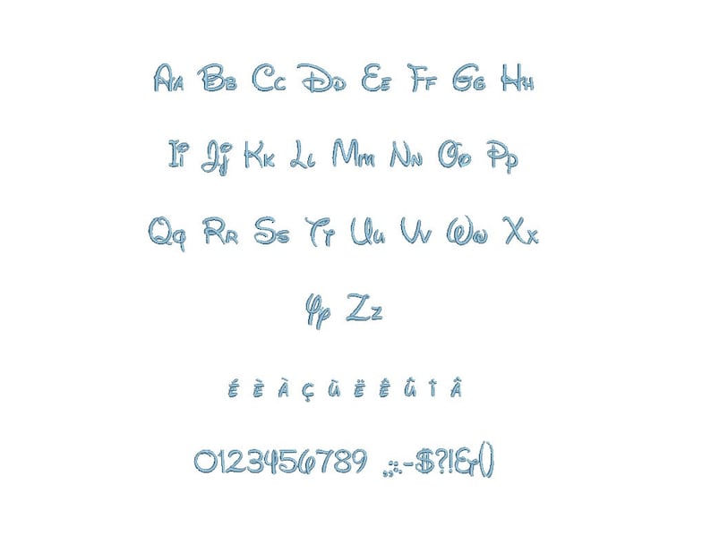 Walt embroidery PESBX font Sizes 0.25 1/4, 0.50 1/2, 0.75 3/4, 1, 1.5, 2, 2.5, 3, 3.5, 4, 4.5, 5, 5.5, 6, 6.5, and 7 inches image 2