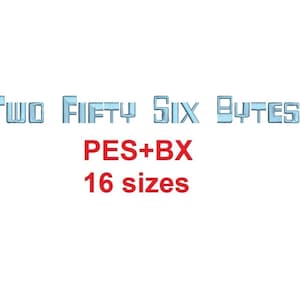 Peut inclure: Deux Cent Cinquante-Six Octets PES+BX 16 tailles, un graphique de texte bleu sur fond blanc.