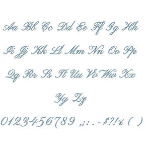 Chateauneuf Script embroidery font formats bx which converts to 17 machine formats, pes, Sizes 0.25 1/4, 0.50 1/2, 1, 1.5 and 2 image 2